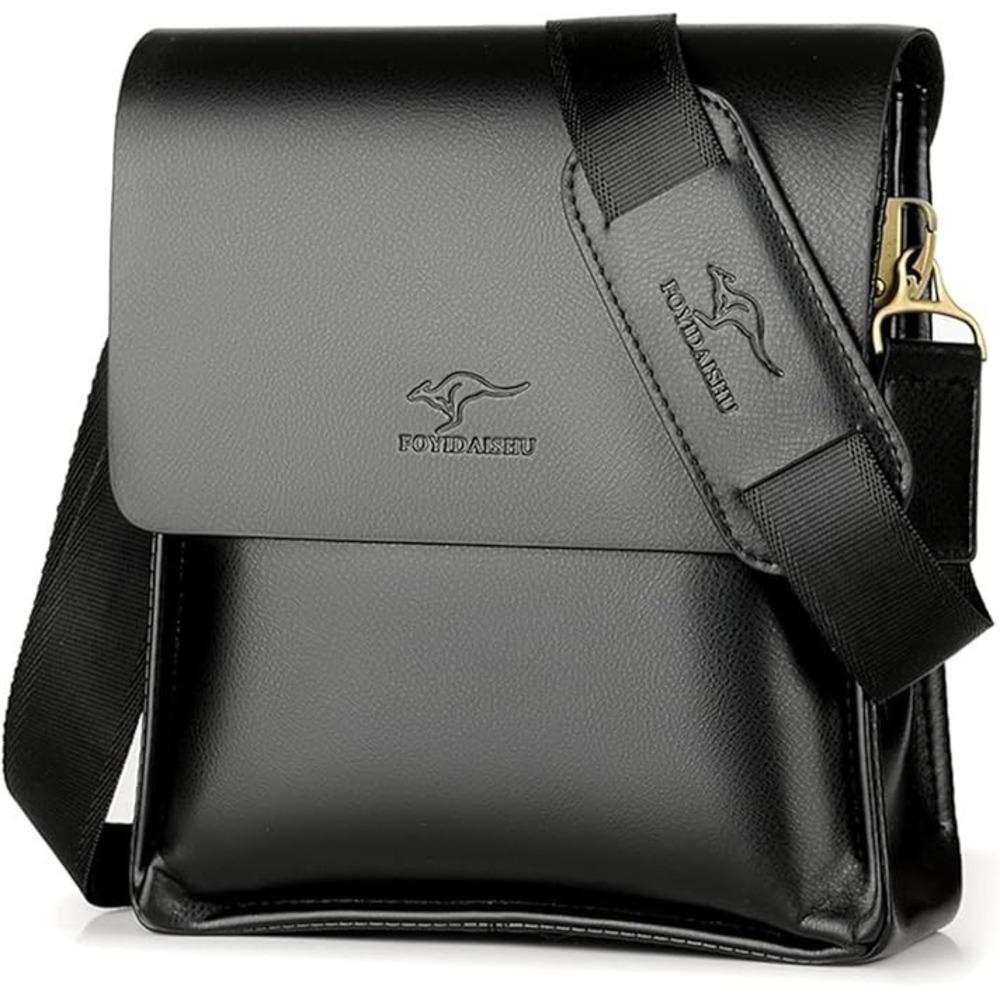 Henmifyer PU Leather Black Sling Crossbody Messenger Bag Magnetic Closure New